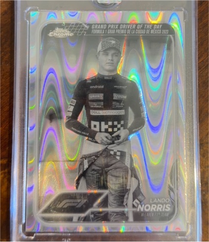 2024 Topps Chrome Formula 1 #177 Lando Norris Black & White RayWave Refractor — front