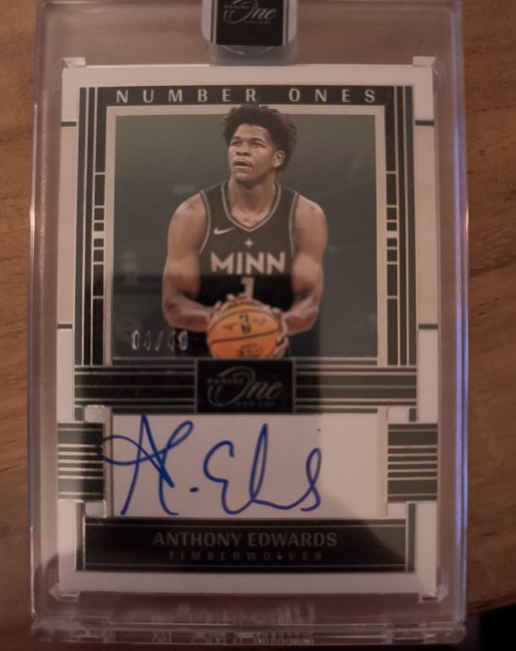 2023-24 Panini One And One Anthony Edwards Number Ones Auto /49 — front
