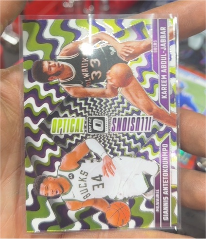2024-25 Donruss Optic Optical Illusions #4 Giannis Antetokounmpo/Kareem Abdul-Jabbar — front