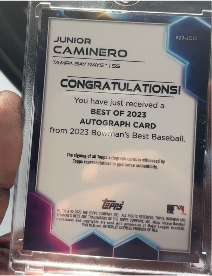 2023 Bowman’s Best #B23-JCO Junior Caminero — front