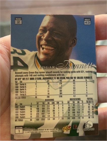 1997 Fleer Flair Showcase Football Row 2 #72 Edgar Bennett — front