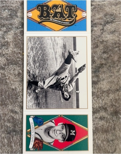 1993 Upper Deck B.A.T. Triple-Folders Warren Spahn — front