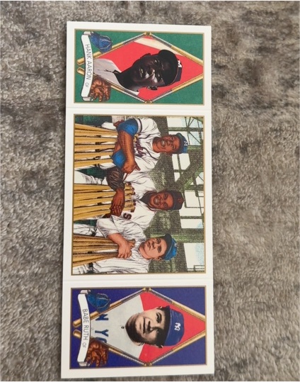 1993 Upper Deck B.A.T. Triple-Folders #150 Hank Aaron Willie Mays Babe Ruth — front