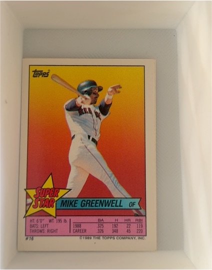 1989 Topps Super Star Sticker Back #16 Mike Greenwell — front