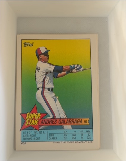 1989 Topps Super Star #36 Andres Galarraga — front