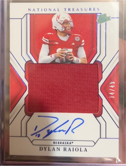 2025 Panini National Treasures Dylan Raiola Rated Prospect Patch Auto — front