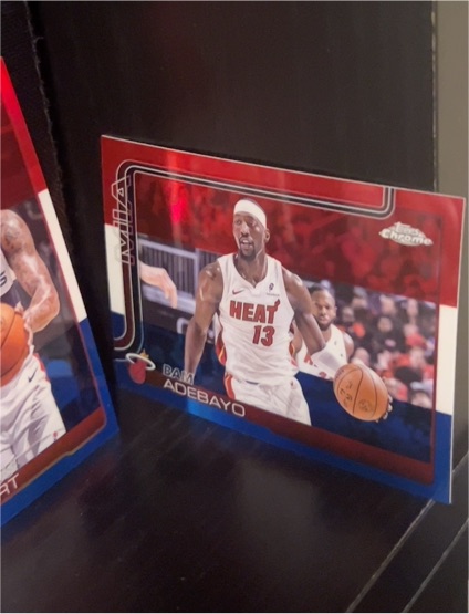 2025-26 Topps Chrome #138 Bam Adebayo Red White and Blue Refractor — front