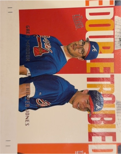 1997 Fleer Ultra #11 Greg Maddux / Chipper Jones Double Trouble — front