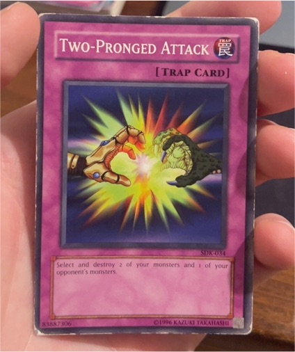 1996 Yu-Gi-Oh! SDK-034 Two-Pronged Attack — front