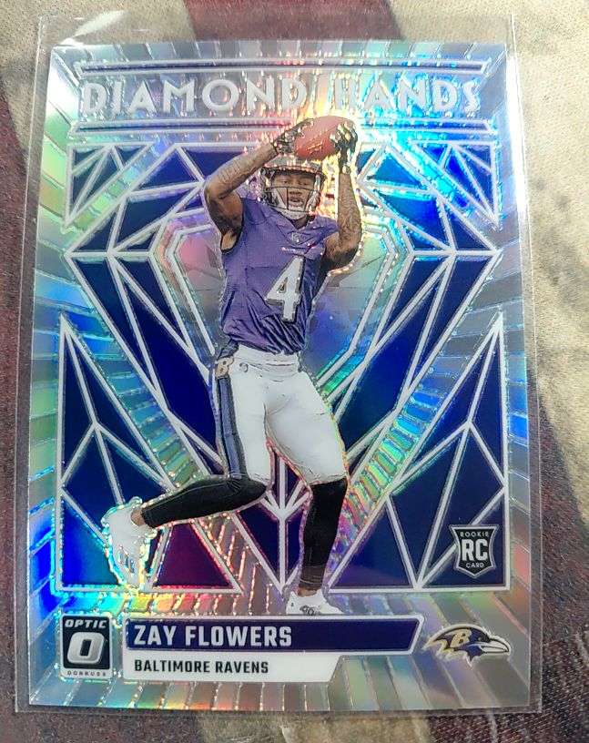 2023 Donruss Optic #DH-ZF Zay Flowers Diamond Hands Silver Prizm Rookie — front
