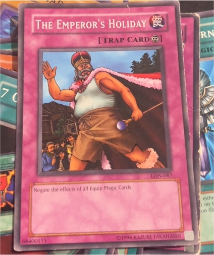 1996 Yu-Gi-Oh! LON-087 The Emperor's Holiday — front