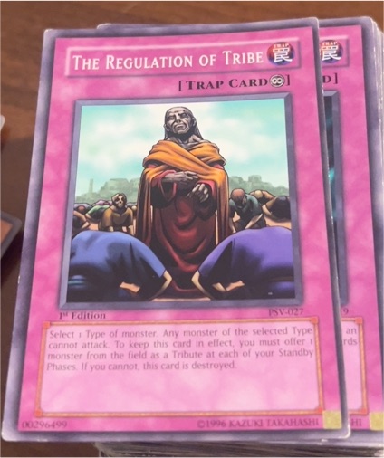 1996 Yu-Gi-Oh! Pharaoh's Servant #PSV-027 The Regulation of Tribe — front
