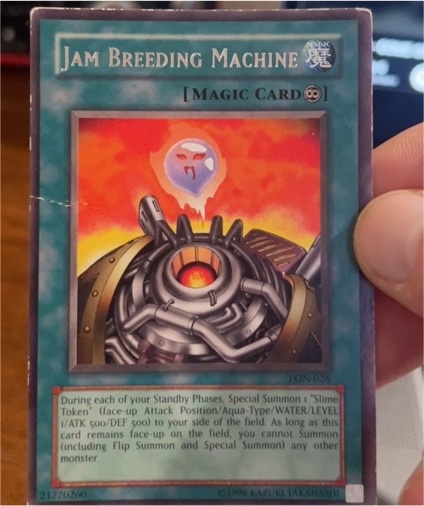 1999 Yu-Gi-Oh! LON-026 Jam Breeding Machine — front