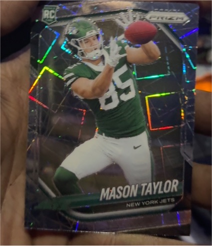 2025 Panini Prizm #329 Mason Taylor RC Silver Lazer Prizm — front