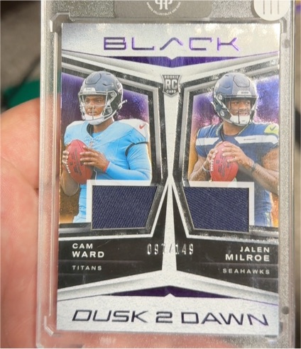 2025 Panini Black Dusk 2 Dawn #D2D-CWJM Cam Ward / Jalen Milroe — front