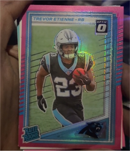 2025 Panini Donruss Optic #326 Trevor Etienne Rated Rookie Pink Preview — front