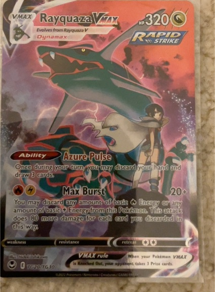 2022 Pokémon Sword & Shield Silver Tempest #TG20/TG30 Rayquaza VMAX — front