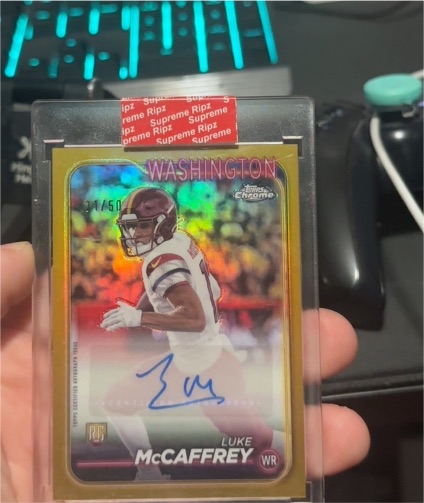 2024 Topps Chrome Rookie Autograph #RA-LMC Luke McCaffrey — front