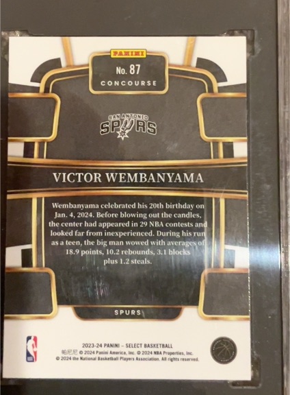 2023 Panini Select #87 Victor Wembanyama Concourse — front