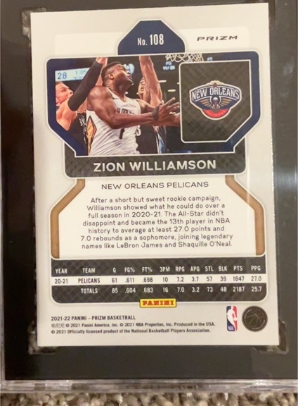 2021-22 Panini Prizm #108 Zion Williamson — front