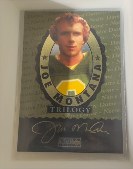 1995 Upper Deck Collector's Choice Joe Montana Trilogy Header Card #NNO — front