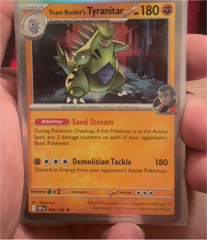 2023 Pokemon SV10: Destined Rivals #096 Team Rocket's Tyranitar — front