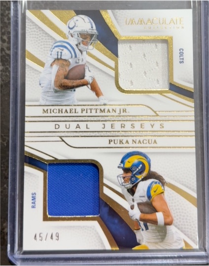 2025 Panini Immaculate Dual Jerseys #45 Michael Pittman Jr. & Puka Nacua — front