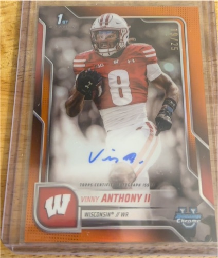 2025 Bowman Chrome University #BCA-VA Vinny Anthony II — front