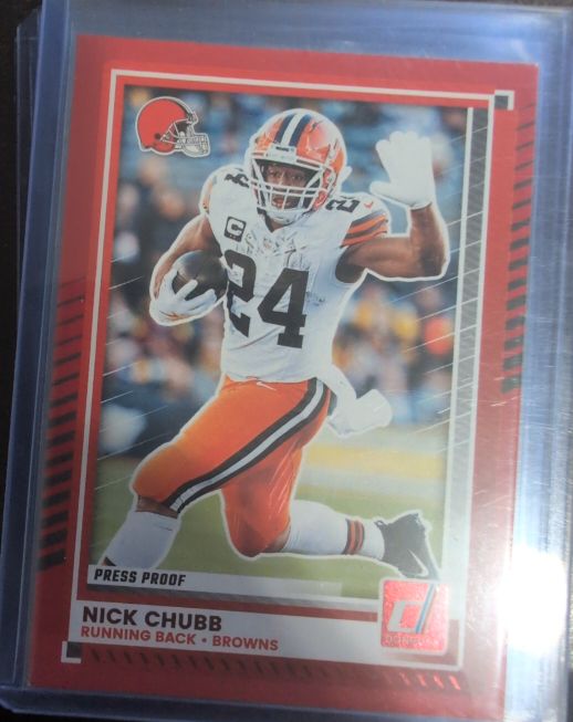 2025 Panini Donruss #258 Nick Chubb Press Proof Red — front