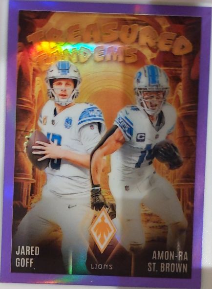 2024 Panini Phoenix #TT-DET Jared Goff / Amon-Ra St. Brown Treasured Tandems — front