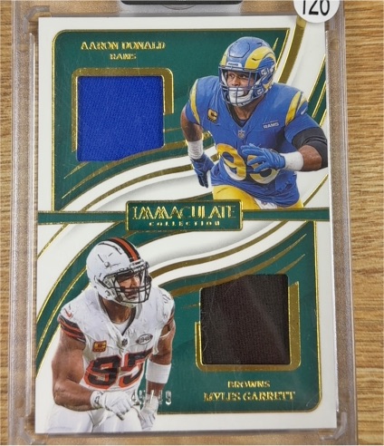2024 Panini Immaculate Collection #46/49 Aaron Donald / Myles Garrett Dual Patch — front