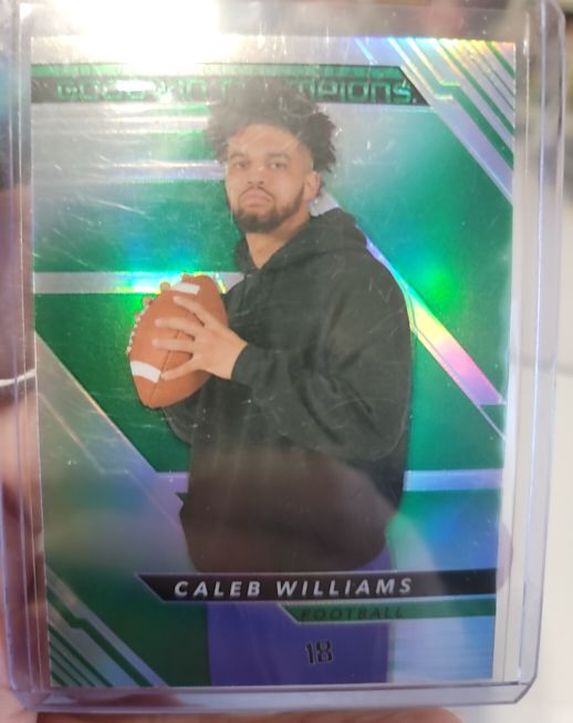 2022 Upper Deck Goodwin Champions Platinum Rainbow Green #P28 Caleb Williams — front
