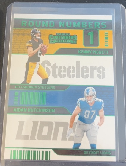 2022 Panini Contenders Round Numbers #RN-PH Kenny Pickett / Aidan Hutchinson — front