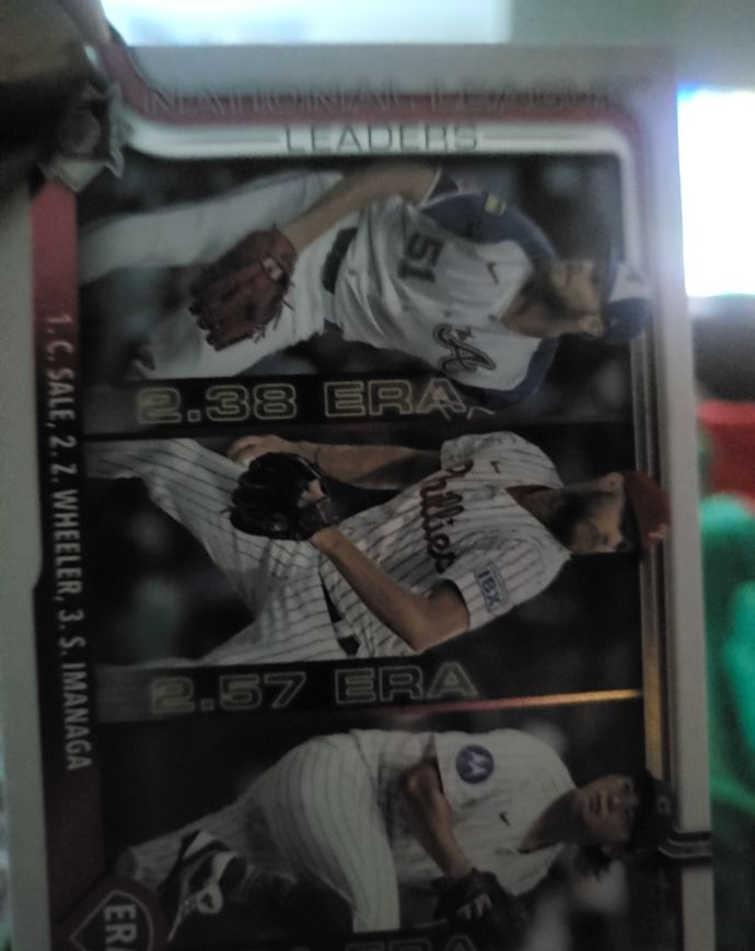 2025 Topps #272 National League Leaders ERA Chris Sale / Zack Wheeler / Shota Imanaga — front
