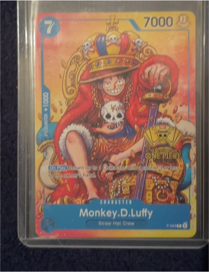 2024 One Piece TCG P-043 Monkey D. Luffy 2nd Anniversary Stamped Promo — front