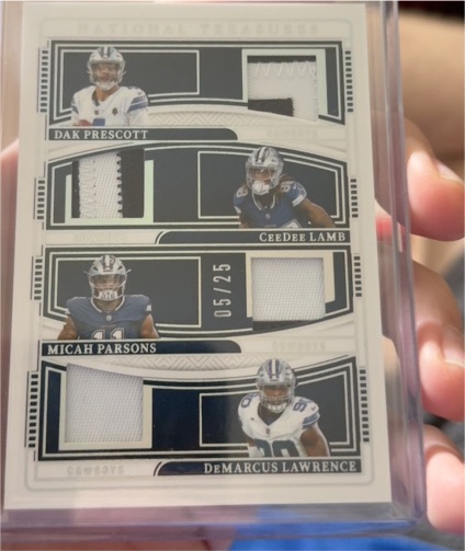 2024 Panini National Treasures #05/25 Dak Prescott CeeDee Lamb Micah Parsons Demarcus Lawrence Quad Patch — front