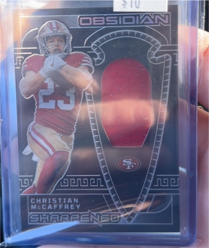 2023 Panini Obsidian Sharpened Swatches #SSW-CMC Christian McCaffrey — front