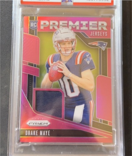 2024 Panini Prizm Premier Jerseys Pink Prizm #PJ-DME Drake Maye — front