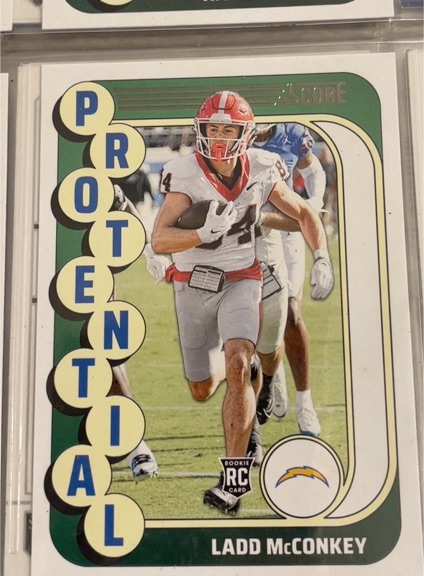 2024 Panini Score #1 Ladd McConkey Protential Rookie Card — front