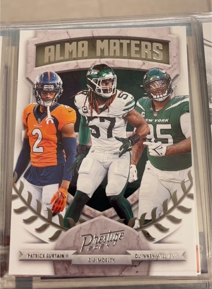 2024 Panini Prestige #19 Alma Maters Patrick Surtain II / C.J. Mosley / Quinnen Williams — front