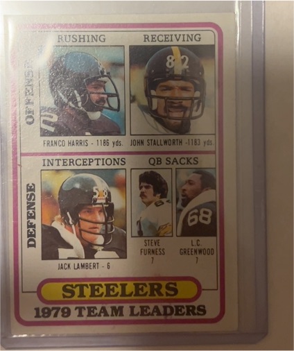 1980 Topps #319 Pittsburgh Steelers Team Leaders Franco Harris John Stallworth Jack Lambert — front