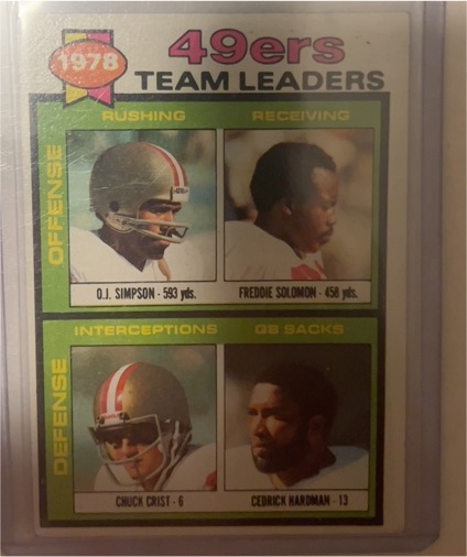 1979 Topps #38 O.J. Simpson / Freddie Solomon / Chuck Crist / Cedrick Hardman — front