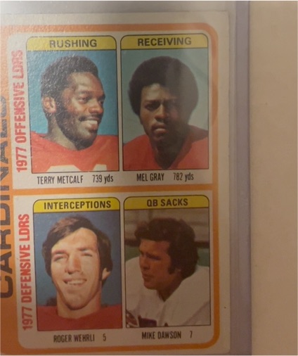 1978 Topps #523 Terry Metcalf Mel Gray Roger Wehrli Mike Dawson St. Louis Cardinals — front