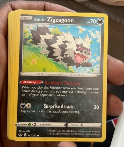 2020 Pokémon Sword & Shield #117 Galarian Zigzagoon — front