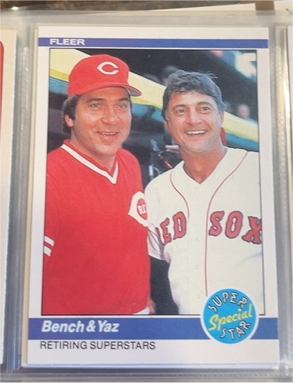 1984 Fleer #640 Johnny Bench / Carl Yastrzemski — front