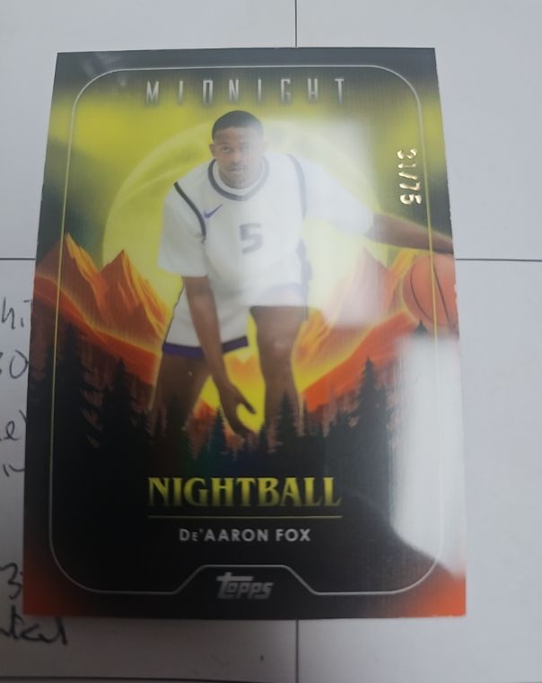 2024 Topps Midnight #NB-20 De'Aaron Fox Nightball — front