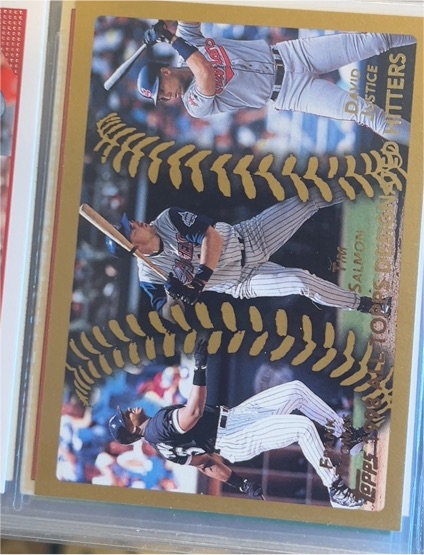 1999 Topps #456 Frank Thomas/Tim Salmon/David Justice — front
