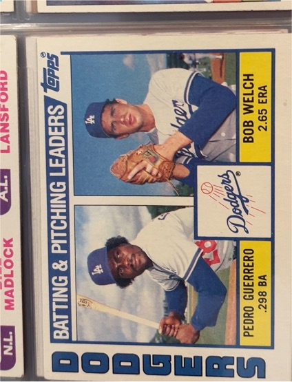 1984 Topps #306 Dodgers Batting & Pitching Leaders Pedro Guerrero / Bob Welch — front