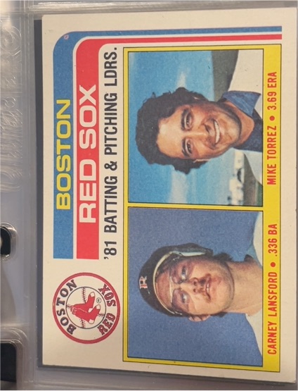 1982 Topps #786 Boston Red Sox Leaders Carney Lansford / Mike Torrez — front