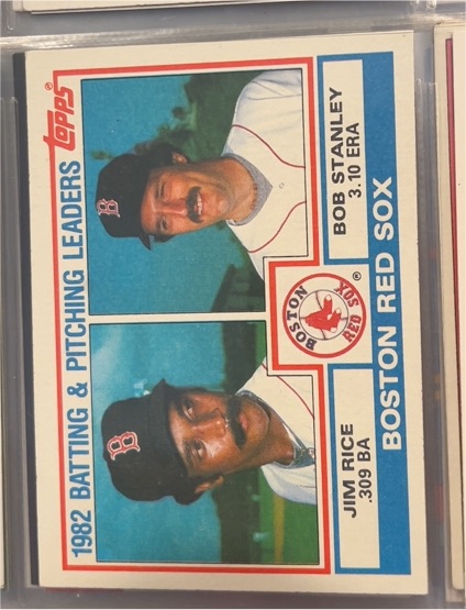 1983 Topps #381 Jim Rice/Bob Stanley Boston Red Sox Batting & Pitching Leaders — front